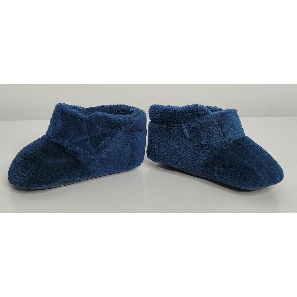 UGG Baby Bixbee Blue Booties Slippers 4/5 Fleece Hook & Loop Winter Soft Sole